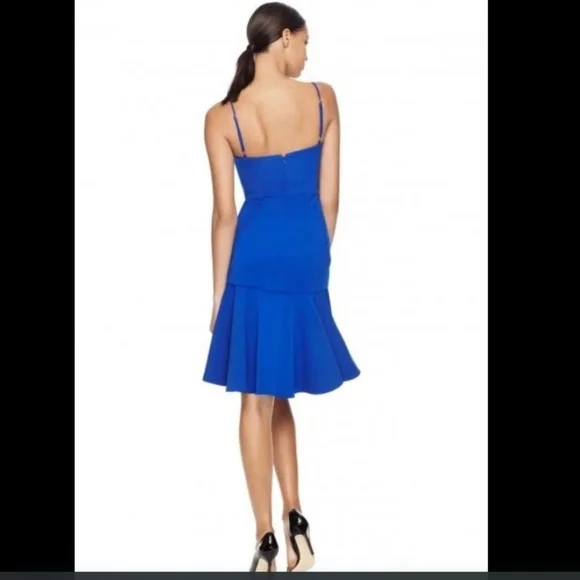 New Milly Italian Cady Kelly Mini Dress in Cobalt Blue Size 10 Fit n Flare $450 - Picture 2 of 13